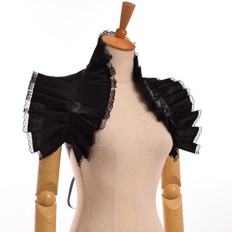 GRACEART Victorian Ruffled Bolero Collar (Style-1 Black) - Image 4
